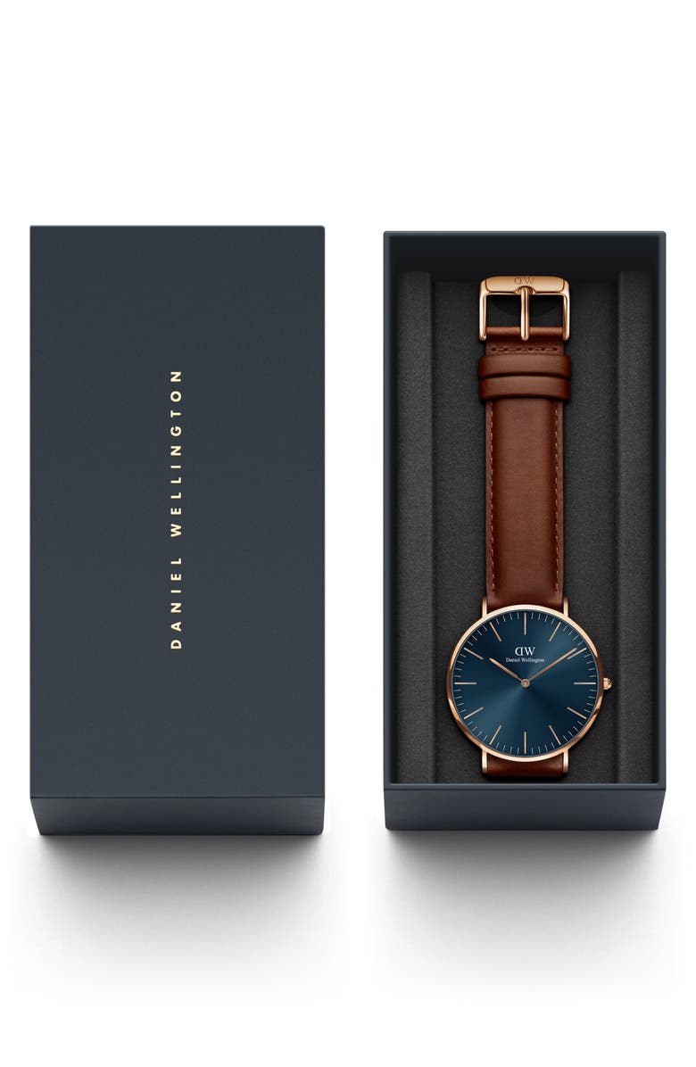 Daniel Wellington Classic St. Mawes Leather Strap Watch, 40mm, Alternate, color,