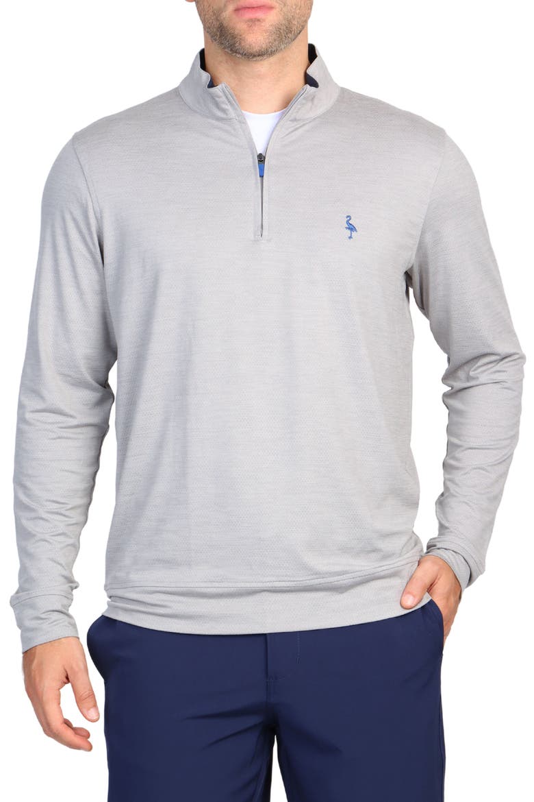 Mélange Mesh Performance Quarter Zip Pullover, Main, color, LIGHT GREY