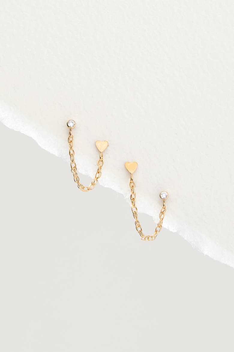 Josie Double Piercing Earrings, Alternate, color, Gold