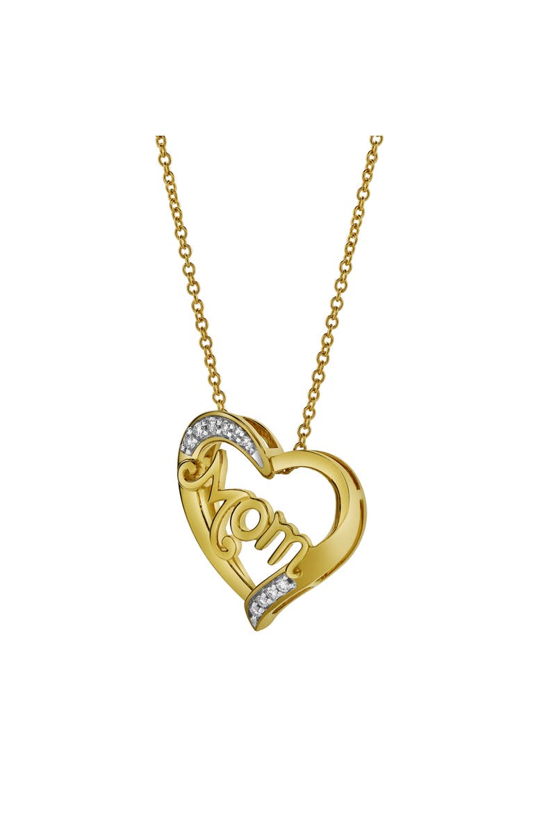 Chic Mom Heart Diamond Pendant Necklace in 10K Yellow Gold, Alternate, color, 10K Yellow Gold