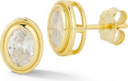 GLAZE JEWELRY Cubic Zirconia Bezel Set Oval Stud Earrings