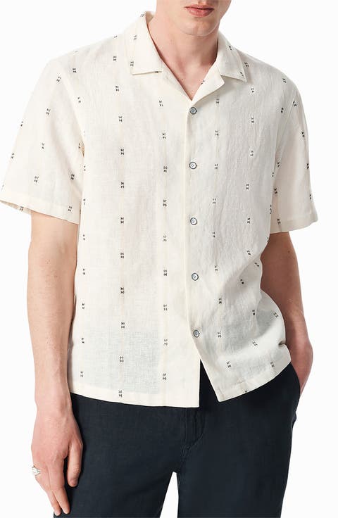 Avery Embroidered Cotton & Linen Linen Camp Shirt