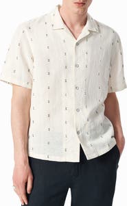 rag & bone Avery Embroidered Cotton & Linen Linen Camp Shirt