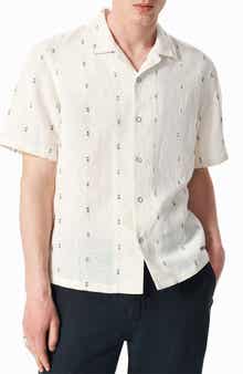 rag & bone Avery Embroidered Cotton & Linen Linen Camp Shirt