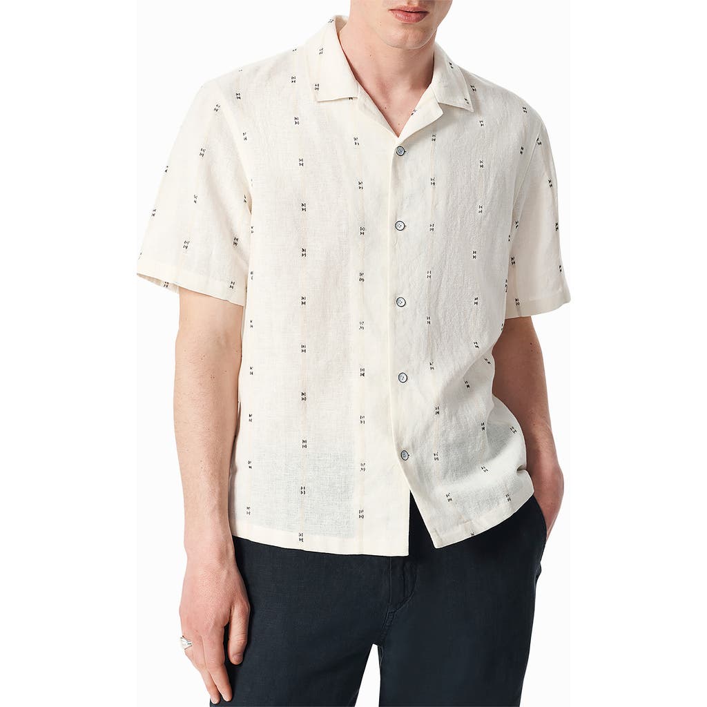 Rag & Bone Avery Embroidered Linen Shirt In White
