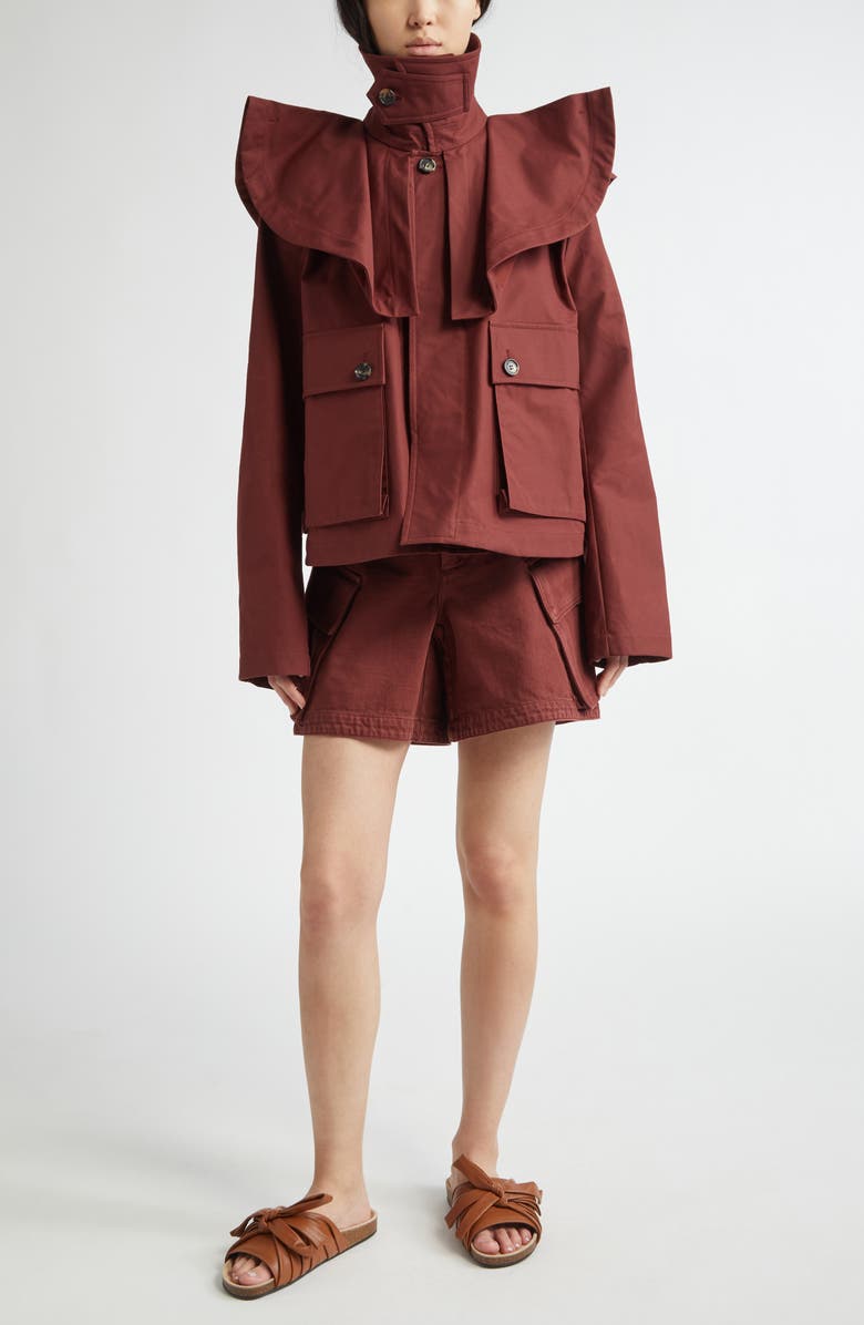 JW Anderson Oversize Collar Cotton Gabardine Trench Jacket, Alternate, color, 