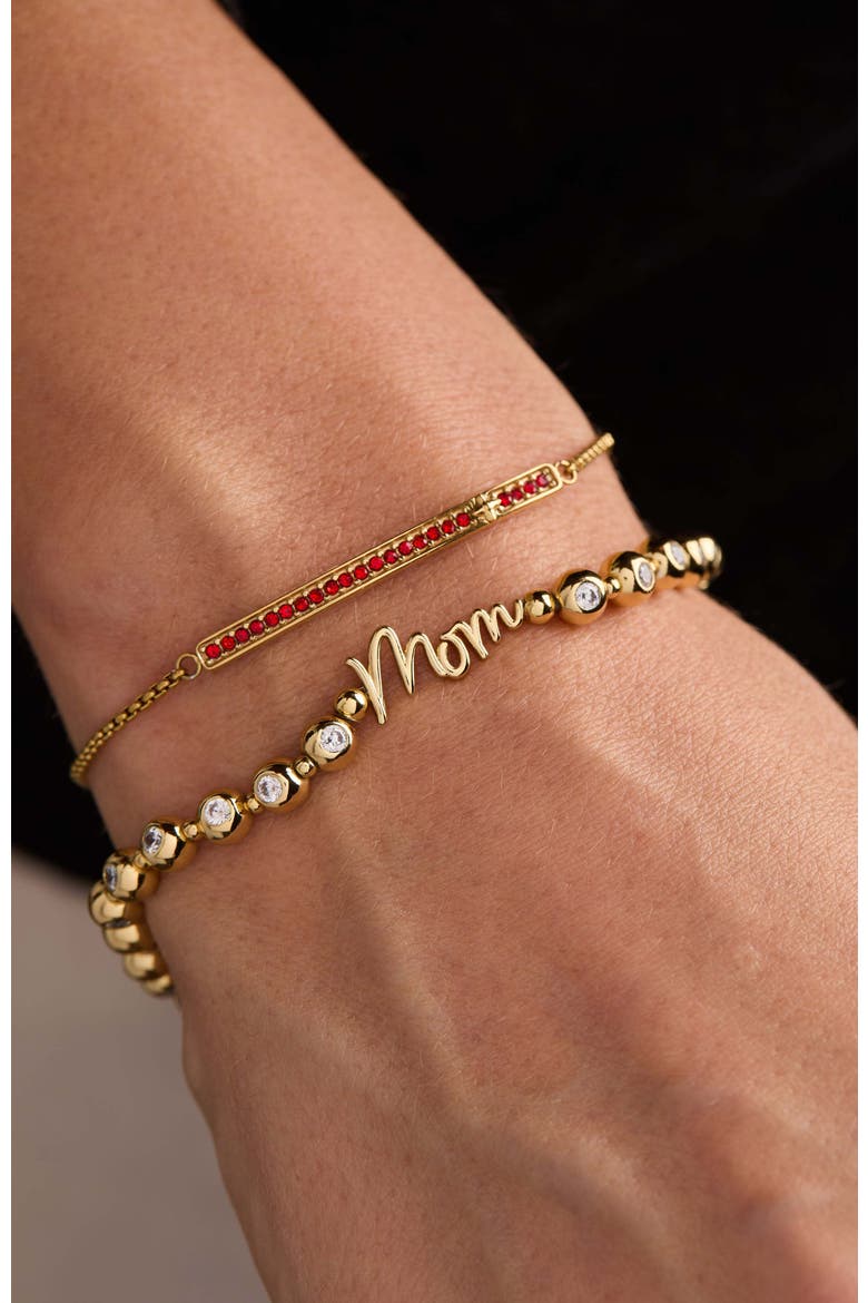 Mom Elongated Crystal Stretch Bracelet, Alternate, color, Gold