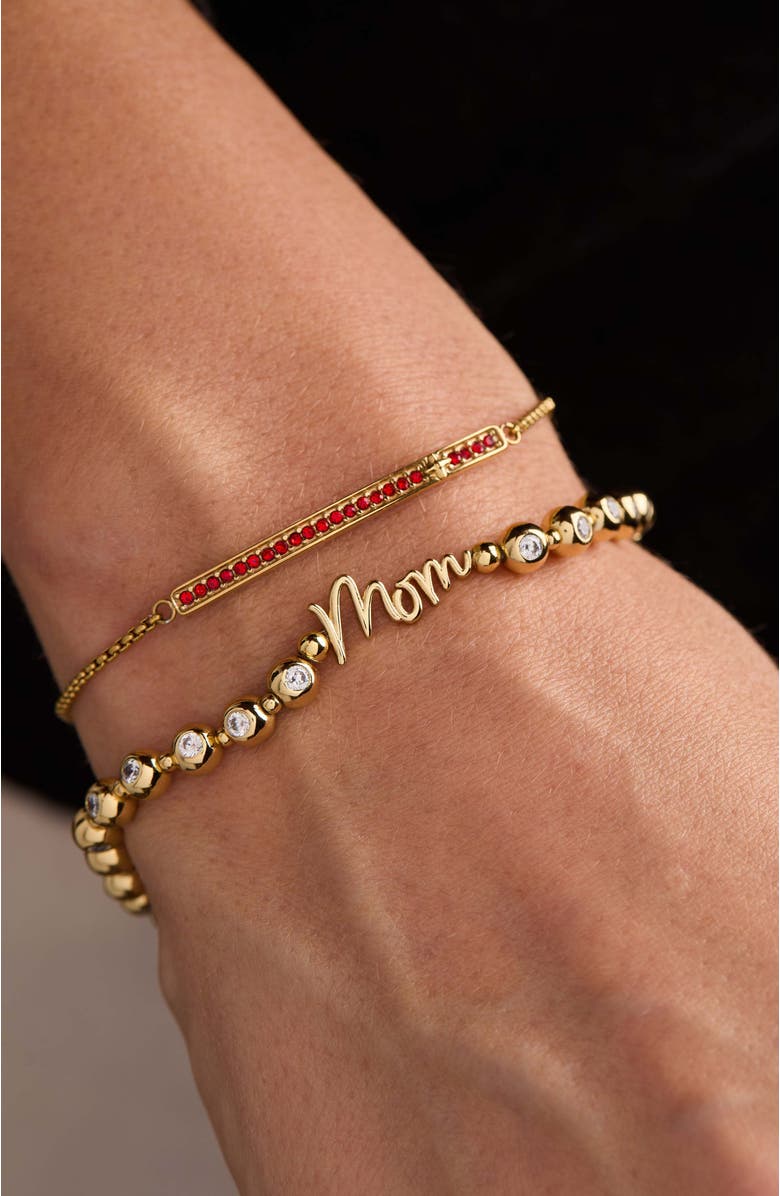 Alex and Ani Mom Elongated Crystal Stretch Bracelet, Alternate, color, Gold