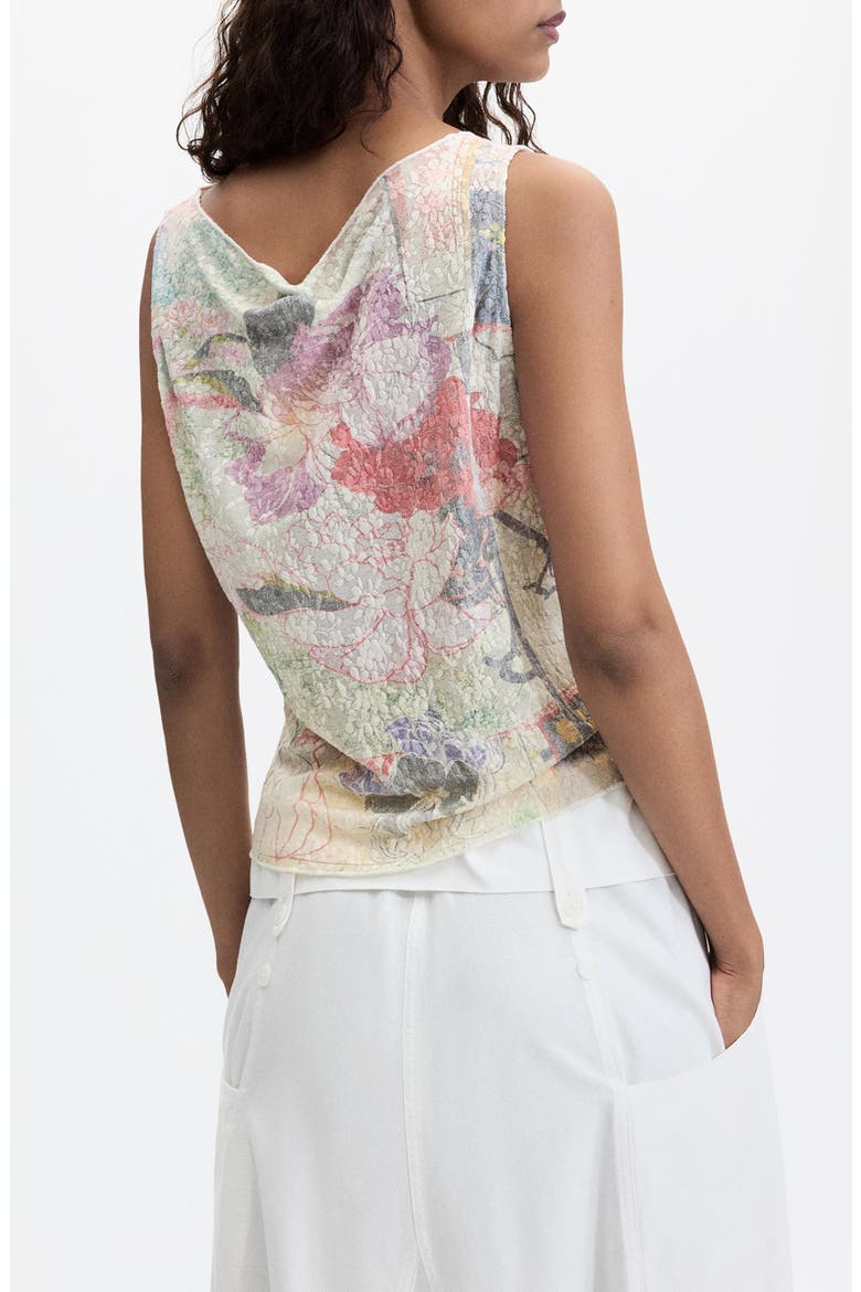 Floral Texture Sleeveless T-Shirt, Alternate, color, IVORY MULTI