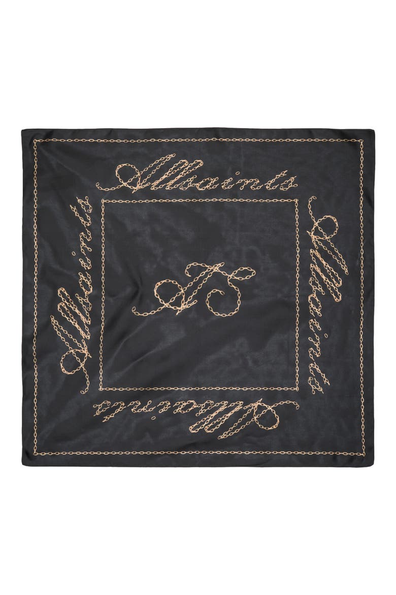 All Chains Silk Square Scarf, Alternate, color, BLACK