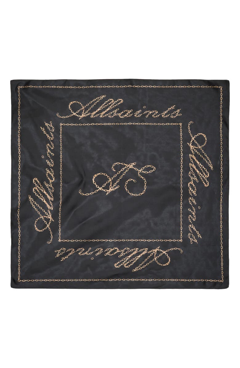 AllSaints All Chains Silk Square Scarf, Alternate, color, Black