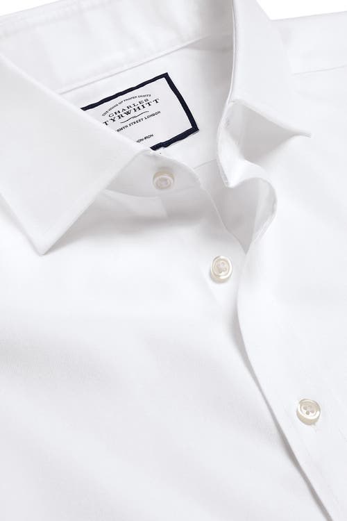 Shop Charles Tyrwhitt Non-iron Twill Extreme Cutaway Slim Fit Double Cuff In White