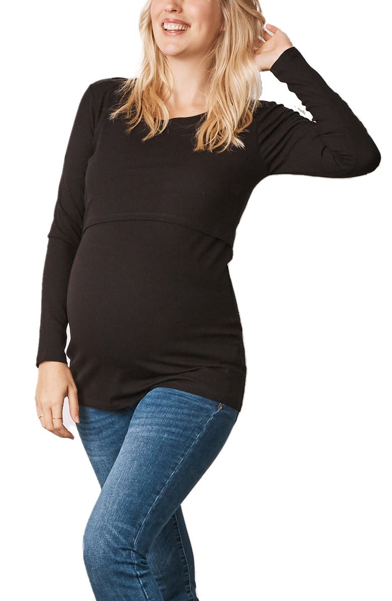 Angel Maternity Long Sleeve Maternity/Nursing Top, Alternate, color, 