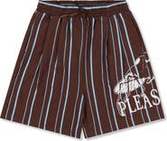 PLEASURES Teleport Wide Stripe Drawstring Cotton Shorts