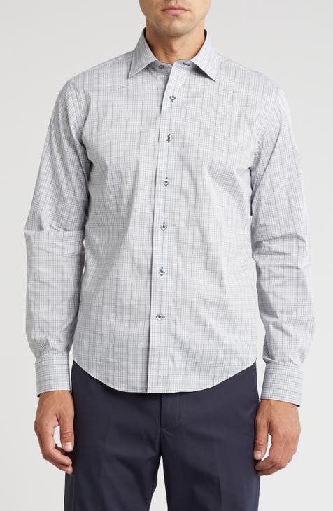 Trim Fit Plaid Check Dress Shirt