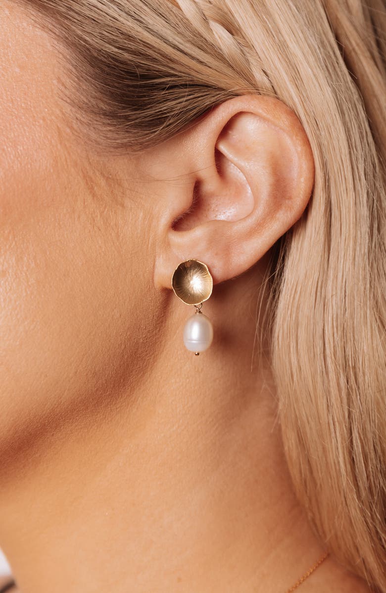 Set & Stones Dylan Freshwater Pearl Drop Earrings, Alternate, color, Gold