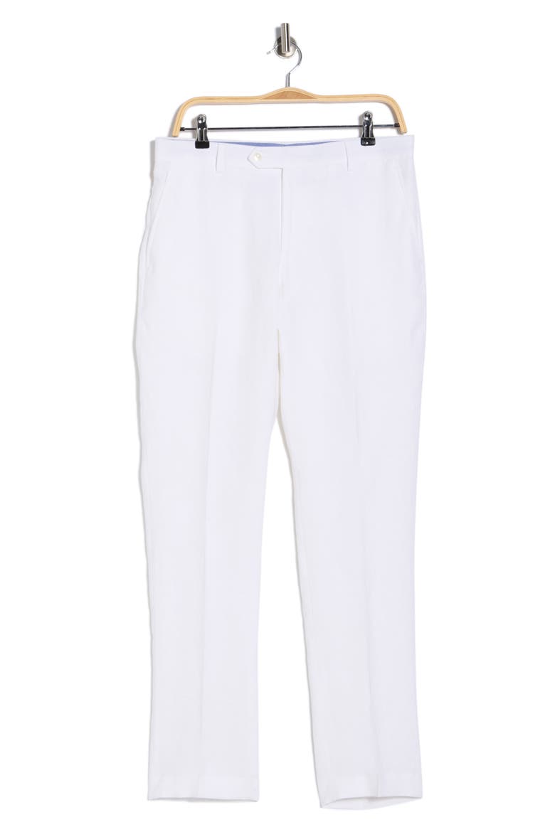 Flat Front Linen Trousers, Alternate, color, WHITE SOLID