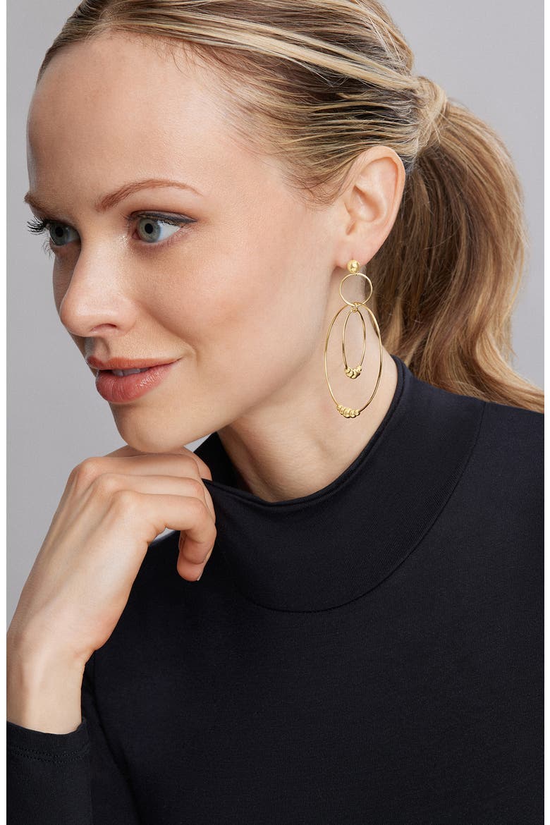 Caviar Gold Triple Circle Orbital Drop Earrings, Alternate, color, GOLD