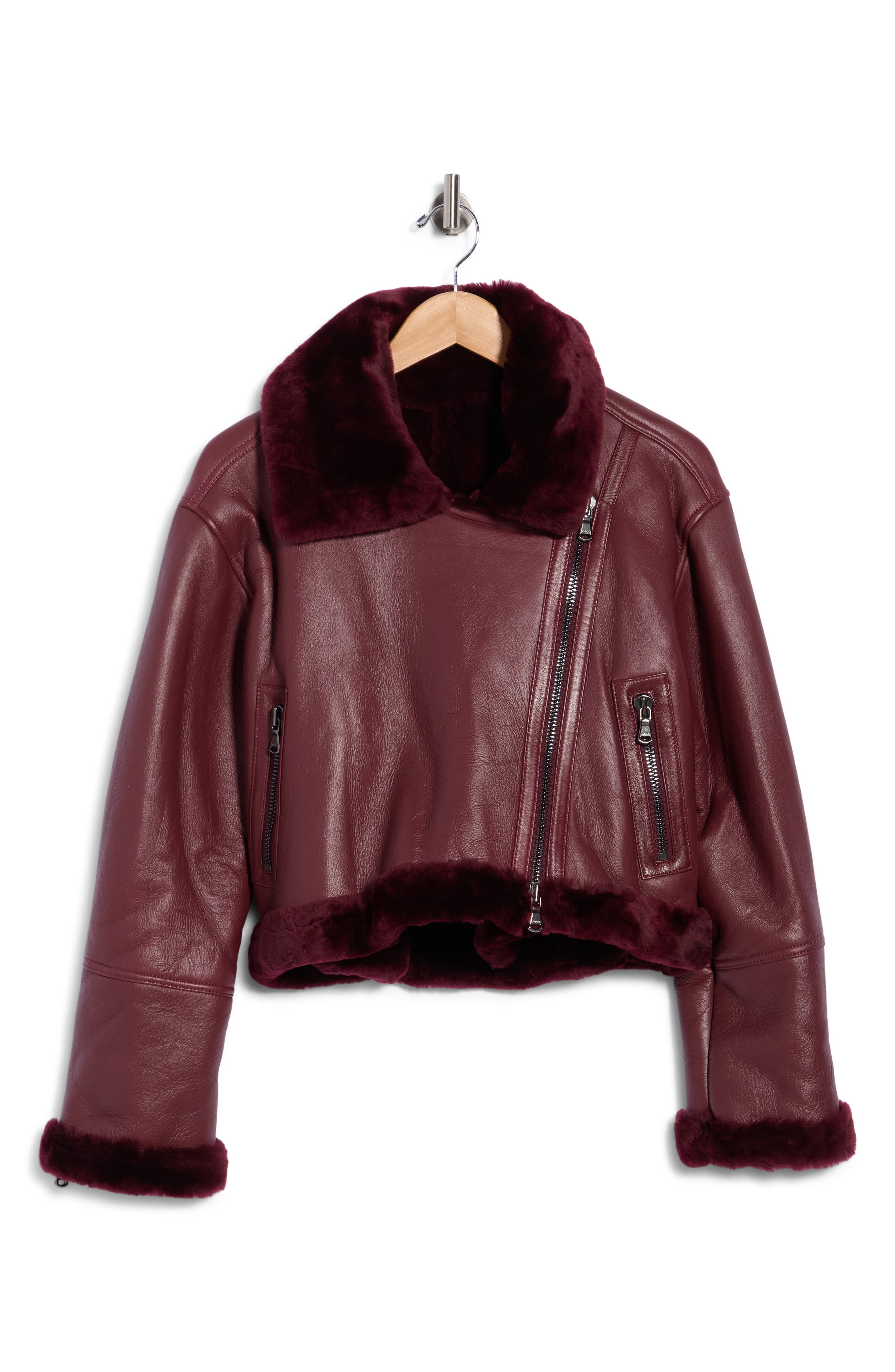 Pike Leather & Genuine Shearling Crop Jacket