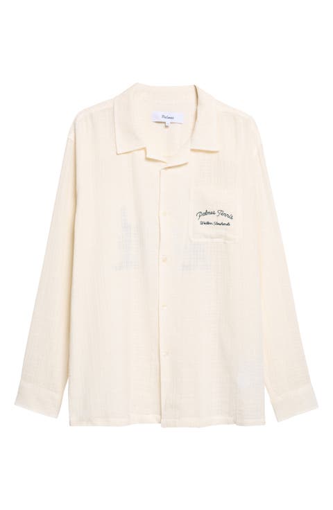 Western Embroidered Cotton Camp Shirt