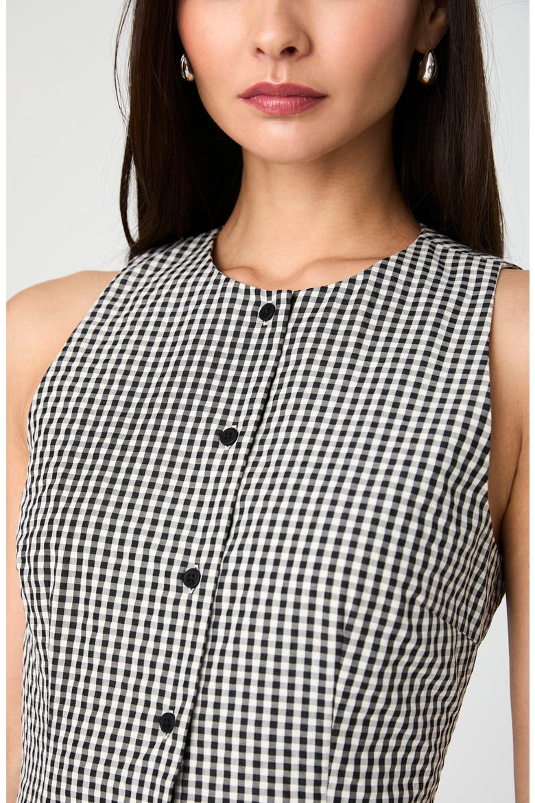 Gingham Sleeveless Cotton Minidress, Alternate, color, BLACK GINGHAM