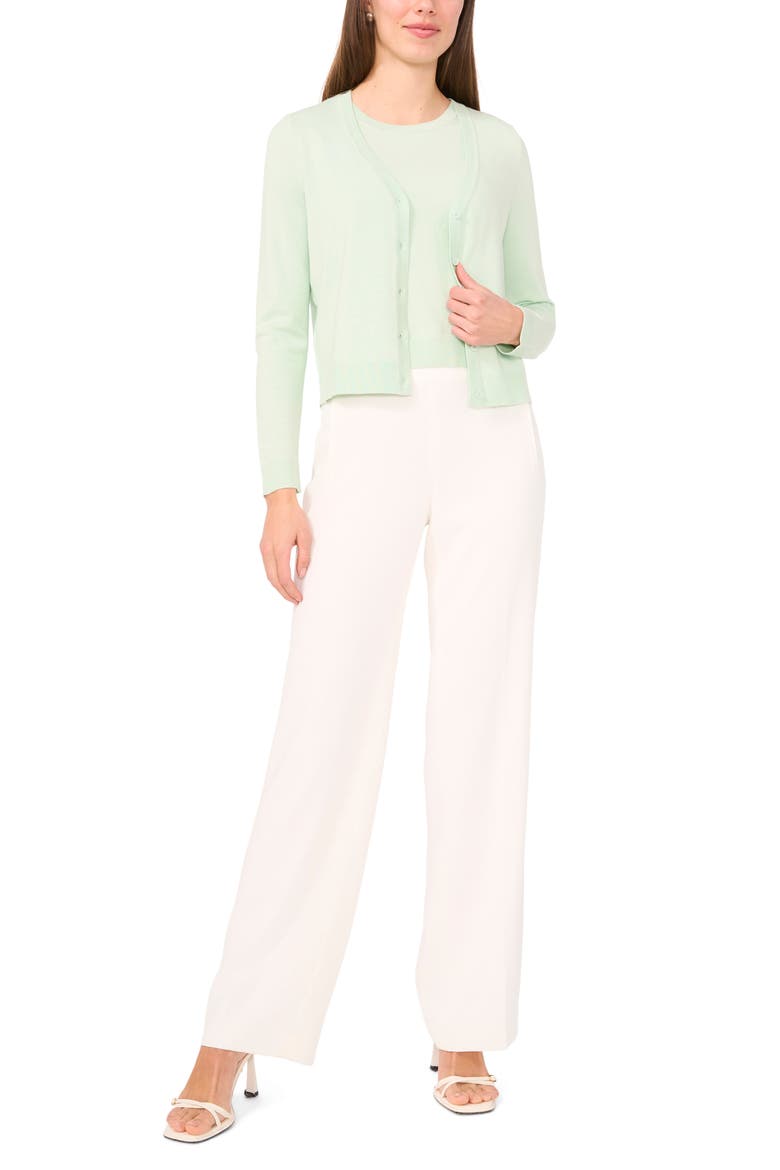 V-Neck Cardigan, Alternate, color, MINT CREME