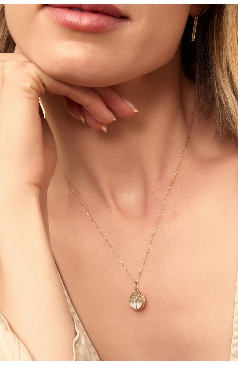 Oradina 14K Gold Tree of Life Pendant Charm, Alternate, color, Yellow Gold, Mother Of Pearl