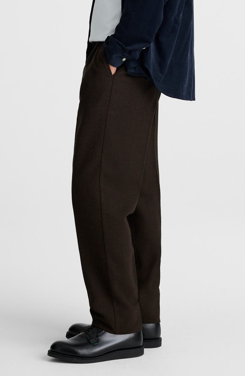 Madewell Officer Pleated Straight Leg Wool Blend Pants, Alternate, color, Chocolate