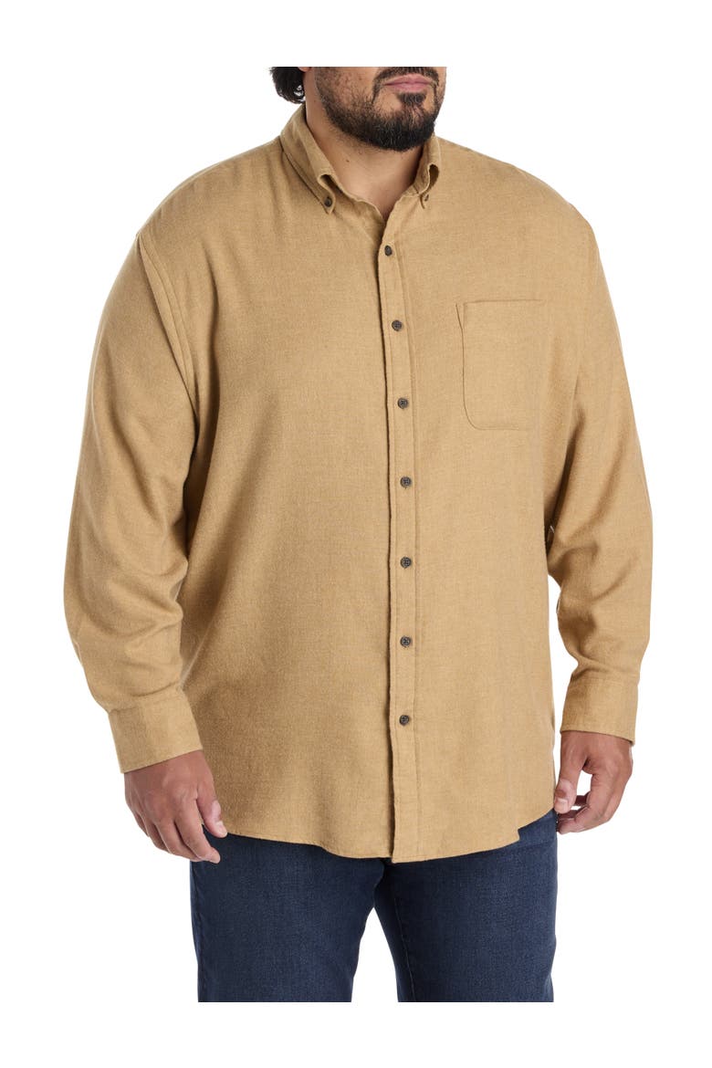 Big & Tall Solid Flannel Sport Shirt, Main, color, TIGERS EYE HTHR