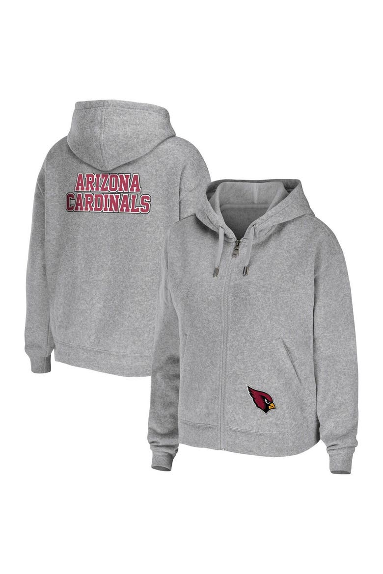 Women's WEAR by Erin Andrews Heathered Gray Arizona Cardinals Team Full-Zip Hoodie, Main, color, Heather Gray