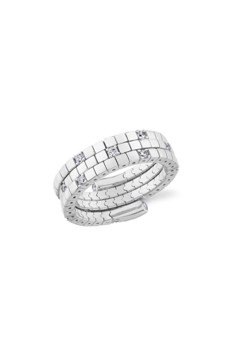 Pure Flex Three Row Cubic Zirconia Ring, Main, color, PURE PLATINUM / CLEAR STONE