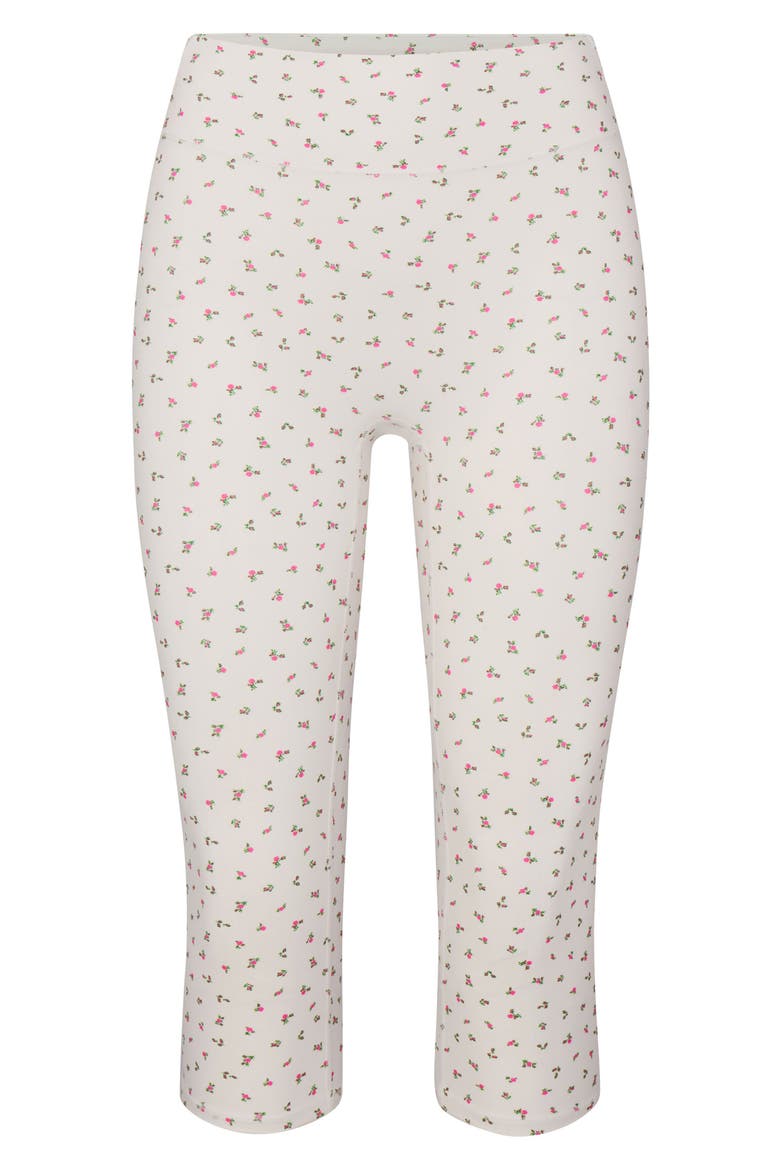Matte Floral High Waist Crop Leggings, Alternate, color, NSKM ACTV IVORY/ NSKM FLAMINGO