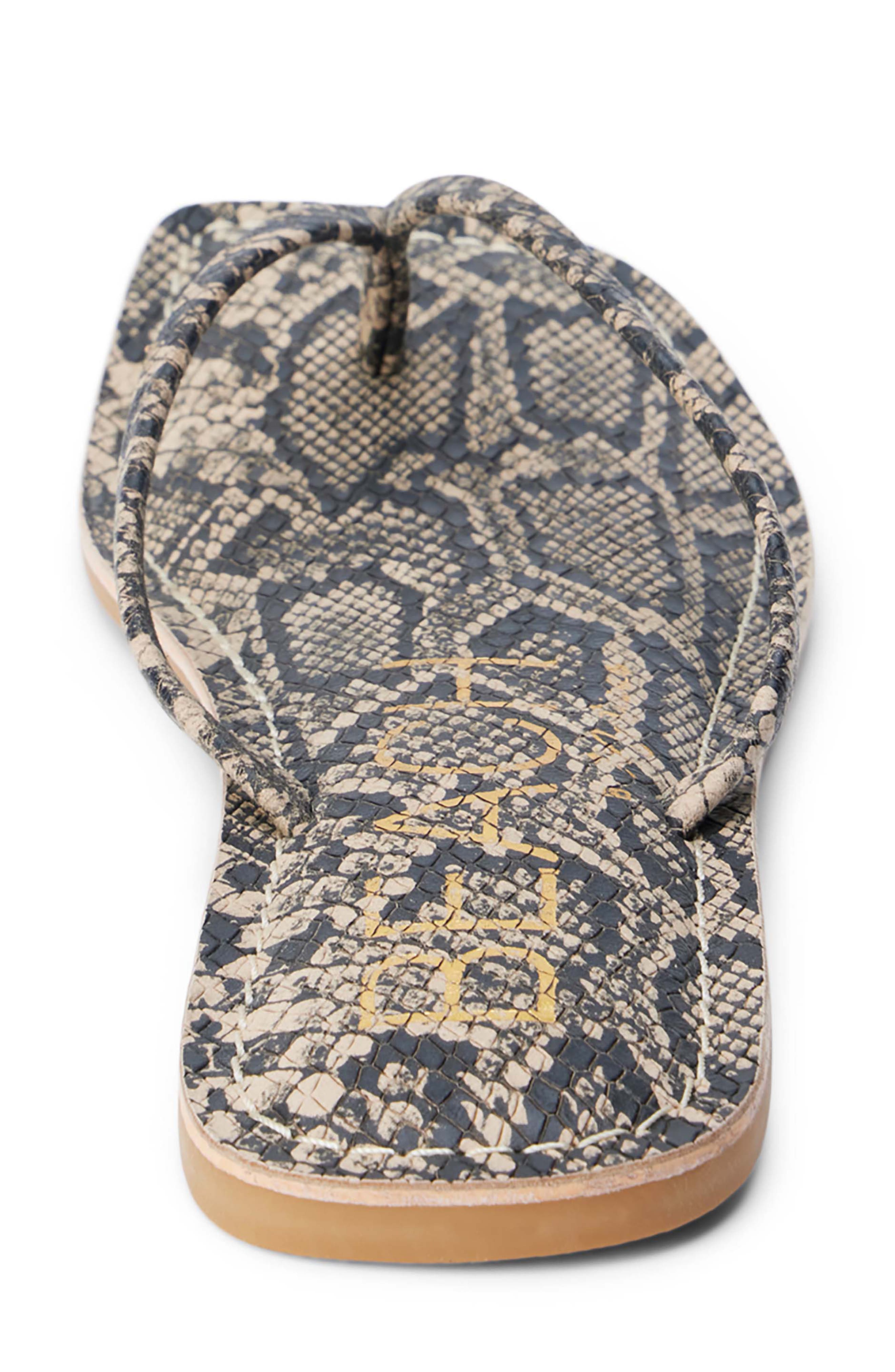 BEACH BY MATISSE Bungalow Flip Flop, Alternate, color, Brown Multi Snake