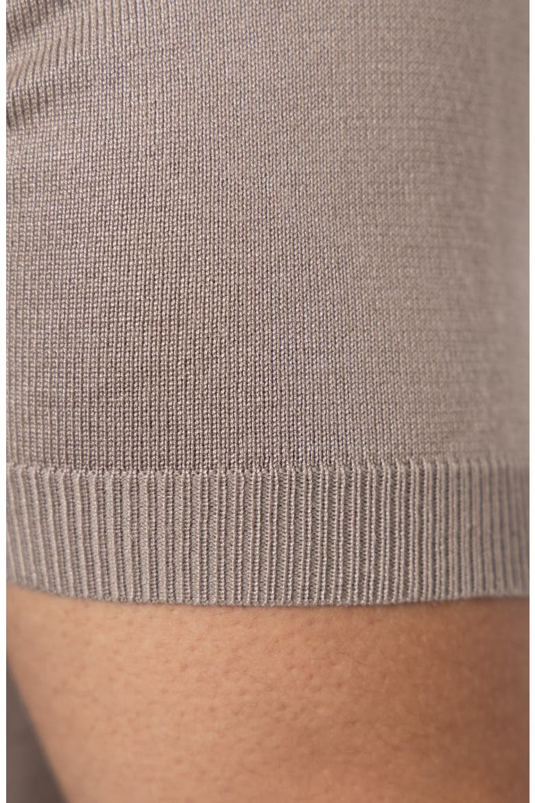 Cable Short Sleeve Johnny Collar Sweater, Alternate, color, TAUPE
