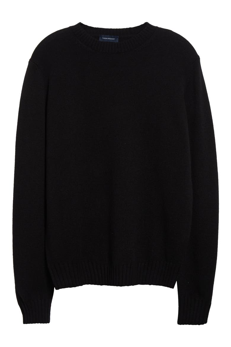 Cashmere Crewneck Sweater, Alternate, color, BLACK