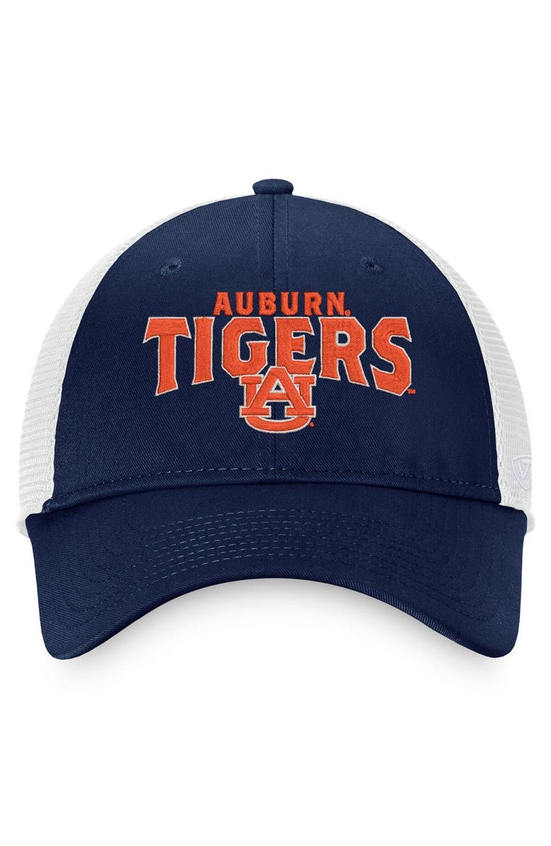 TOP OF THE WORLD Men's Top of the World Navy Auburn Tigers Breakout Trucker Snapback Hat, Alternate, color, Navy