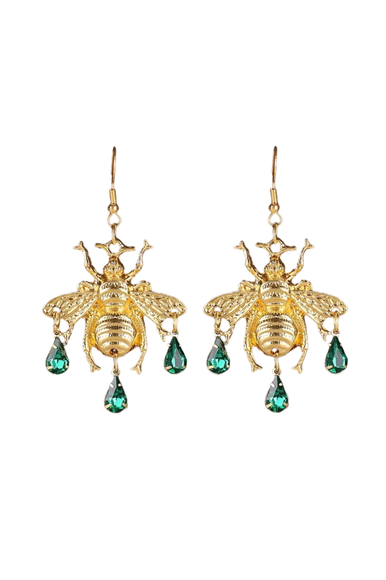 Vintage Cicada Gem Earrings, Main, color, Green