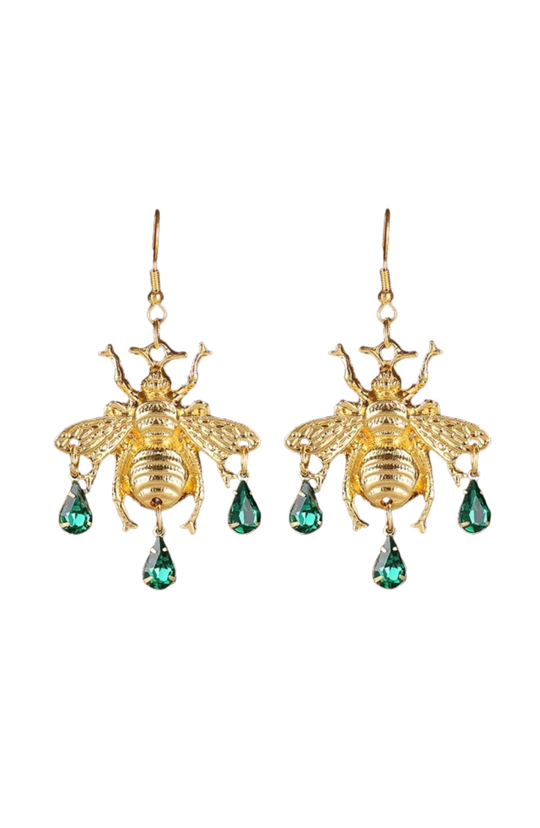 Humanist Beauty Vintage Cicada Gem Earrings, Main, color, Green