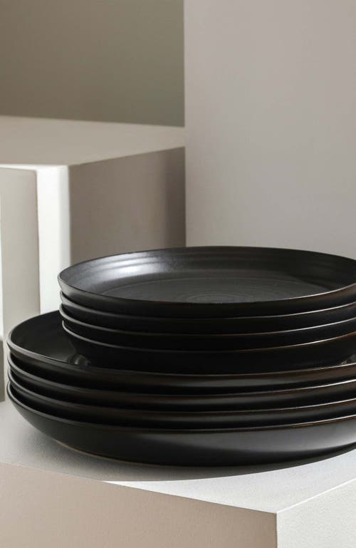 Stone Lain Elio Stoneware 4-piece Dinner Plate Set In Black