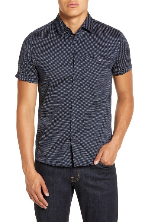 Oatshor Slim Fit Short Sleeve Button-Up Shirt