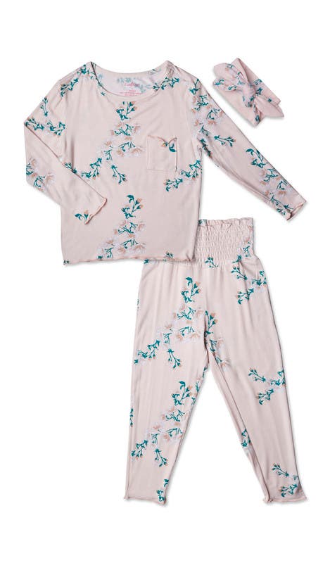 Everly Grey Charlie Fitted Long Sleeve 3-Piece Pajamas in Lily 
