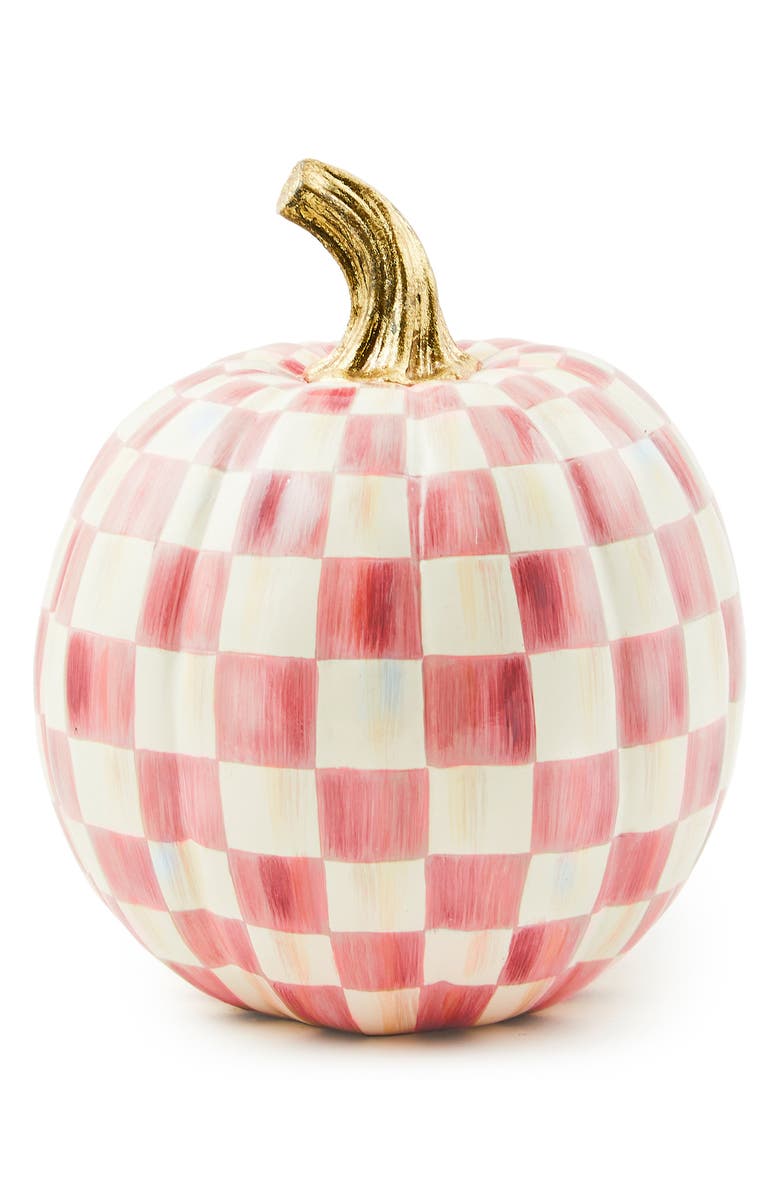 MACKENZIE CHILDS Bubblegum Pink Check Small Pumpkin, Main, color, Pink