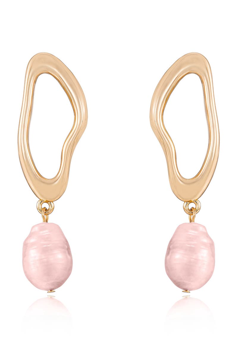 Freshwater Pearl Drop Earrings, Main, color, PINK
