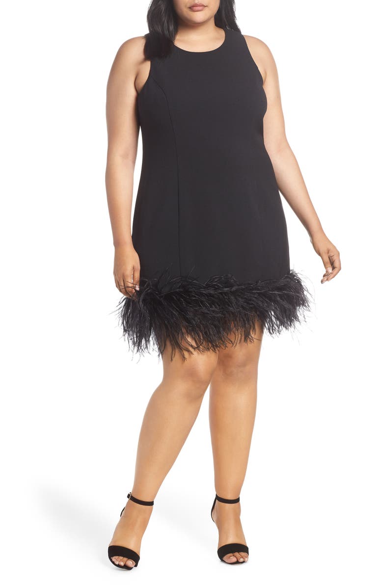 Chelsea28 Feather Hem Sheath Dress, Main, color, 