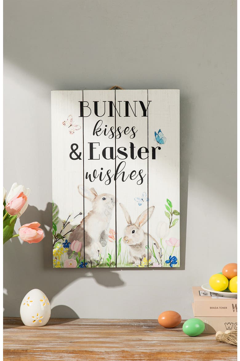 18"H Easter Wooden Bunny Door Hanger, Alternate, color, White