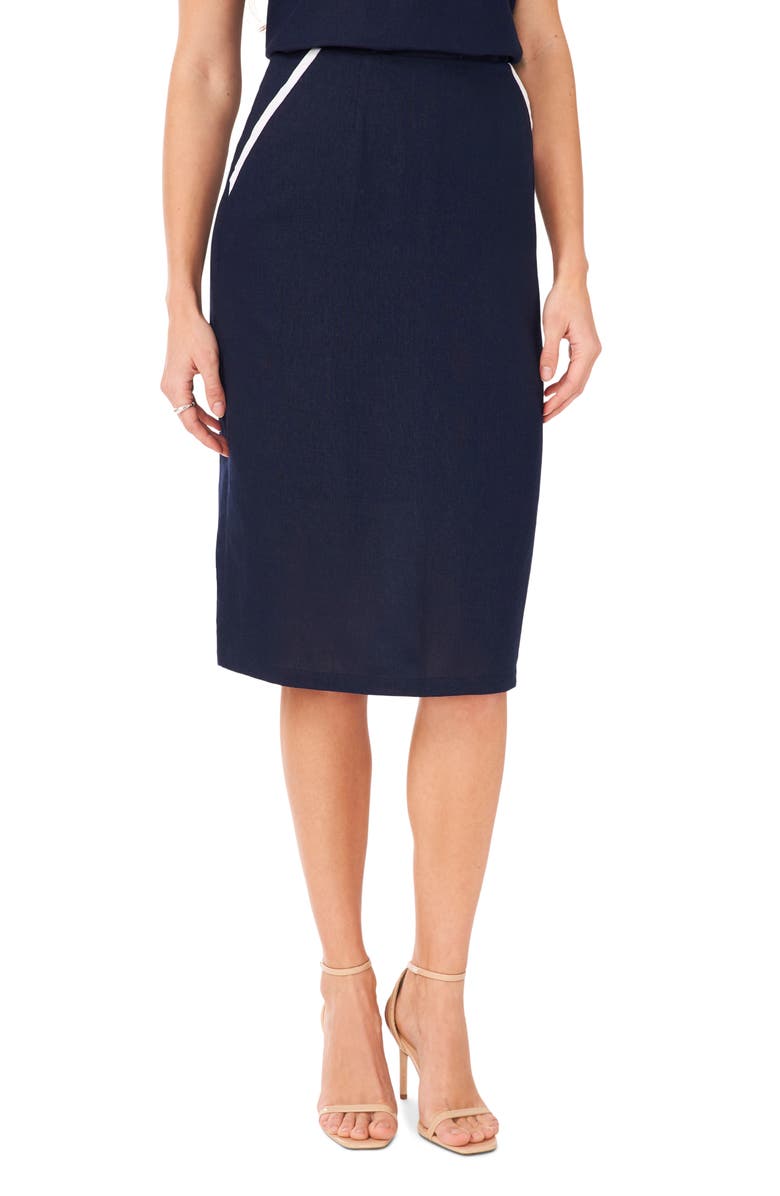 Halogen<sup>®</sup> Linen Blend Pencil Skirt, Main, color, Classic Navy Blue