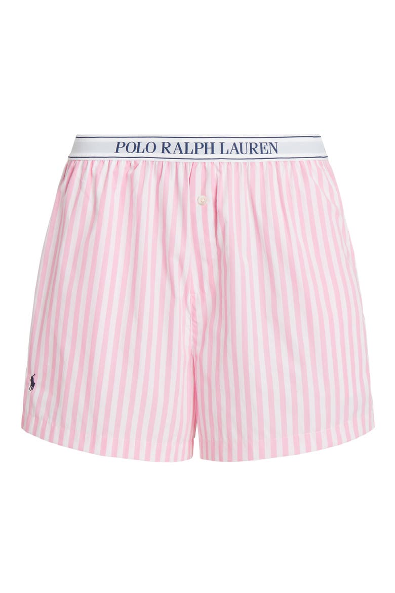 Cotton Boxer Pajama Shorts, Alternate, color, PINK STRIPE