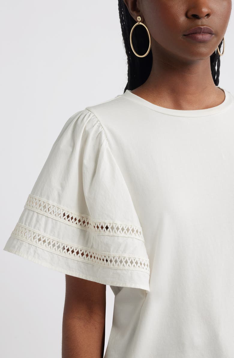 Treasure & Bond Mixed Media Top, Alternate, color, Ivory Egret