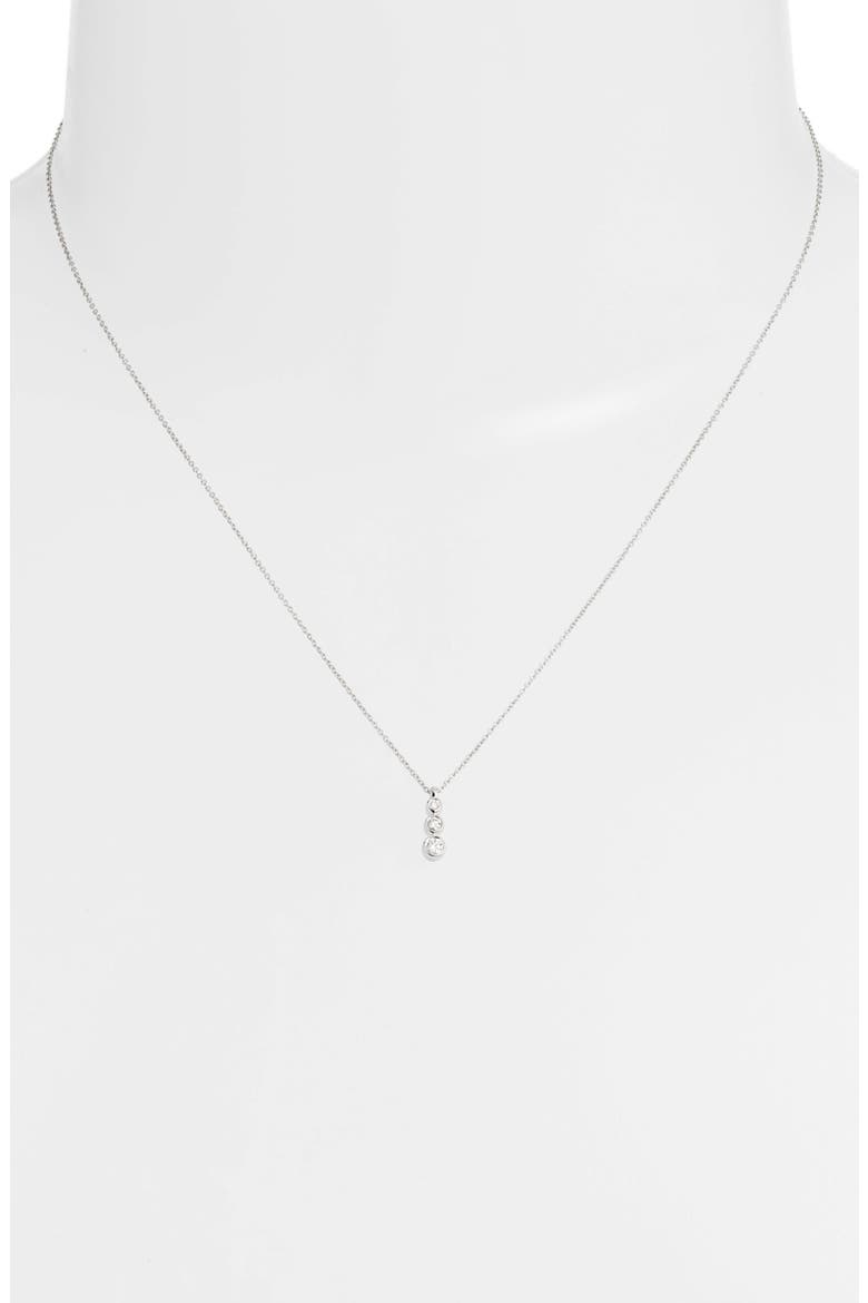 Triple Bezel Diamond Pendant Necklace, Alternate, color, WHITE GOLD