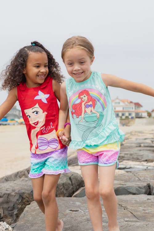 Disney Tank Top & French Terry Shorts Set In Blue